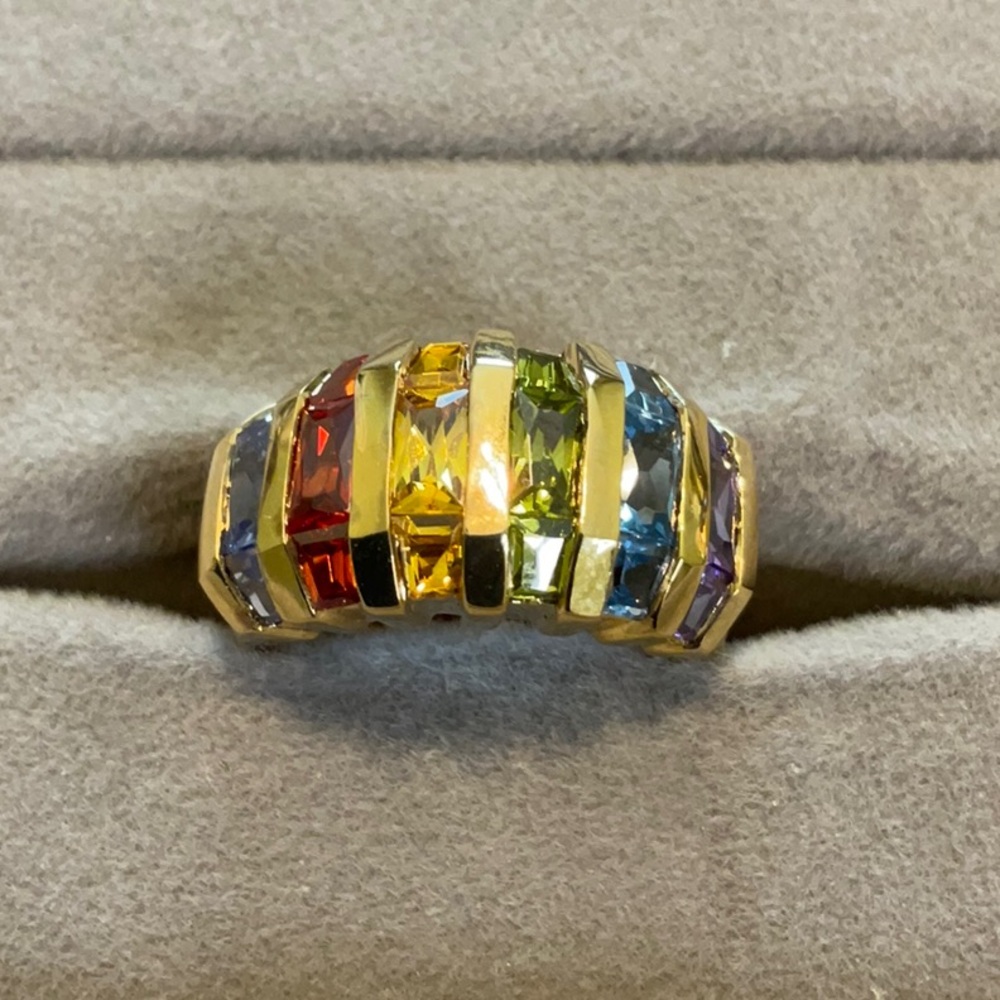 Gold plated sterling silver with rainbow stones